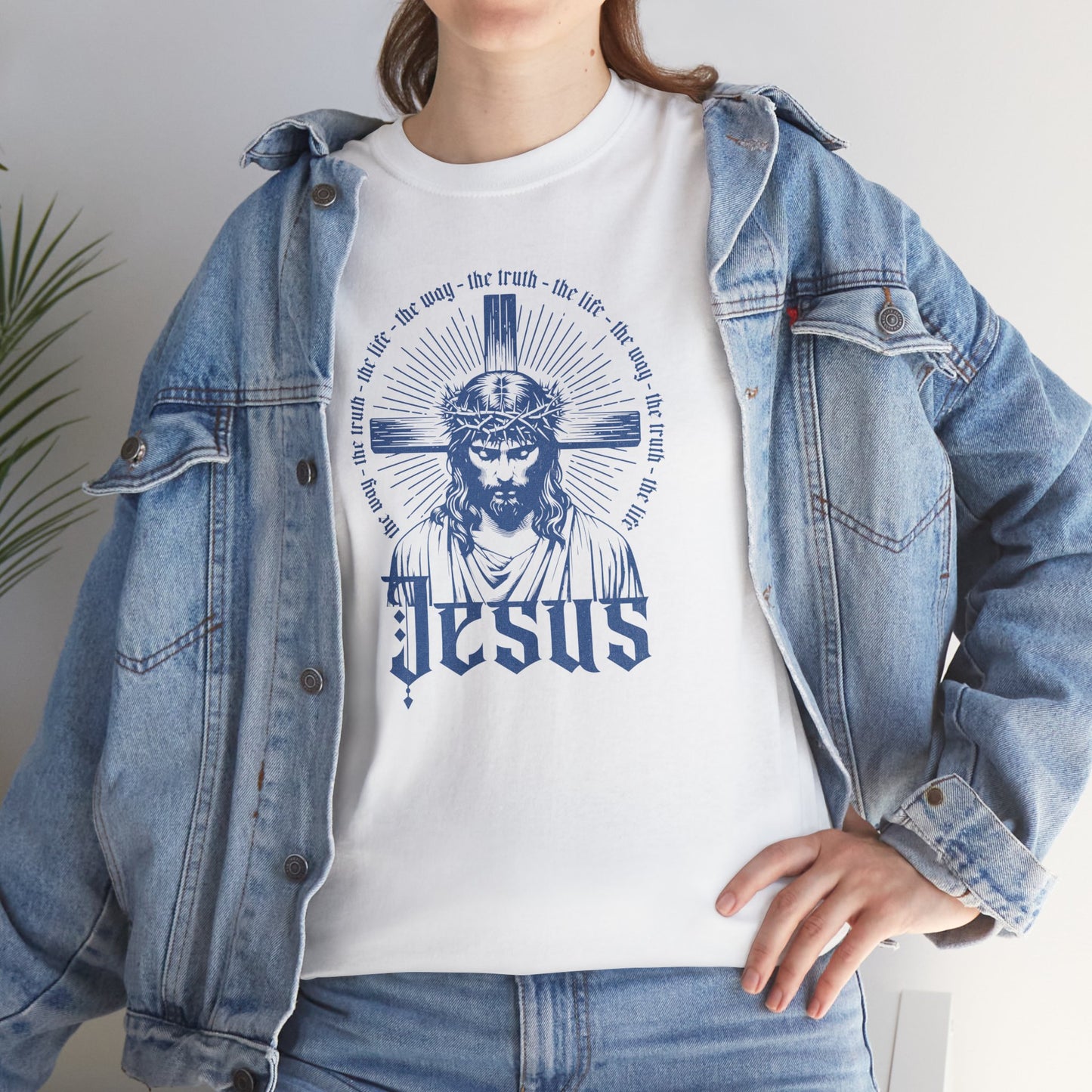 Faith-Inspired Unisex Heavy Cotton Tee - 'Jesus' Graphic Design