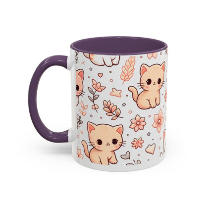 Cute Cat Floral Accent Coffee Mug - Perfect for Cat Lovers