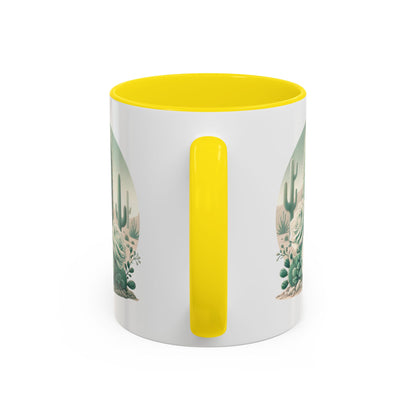 Cactus & Rose Accent Coffee Mug - Stylish 11/15oz Drinkware for Nature Lovers