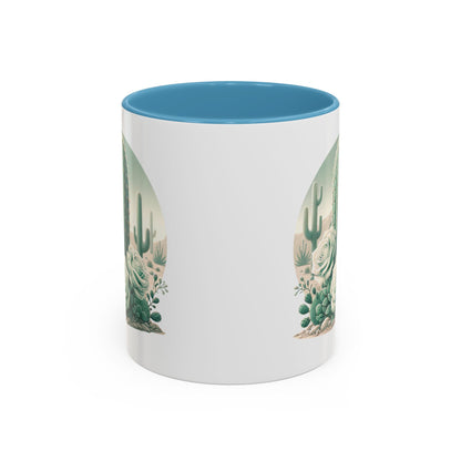 Cactus & Rose Accent Coffee Mug - Stylish 11/15oz Drinkware for Nature Lovers