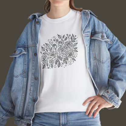 rose  Design Unisex Heavy Cotton Tee - Comfortable & Stylish Casual Wear