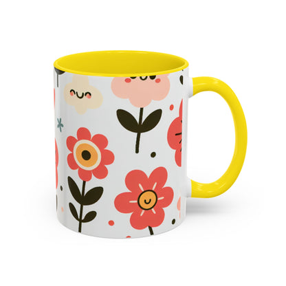 Cheerful Floral Accent Coffee Mug - Happy Vibes for Every Sip