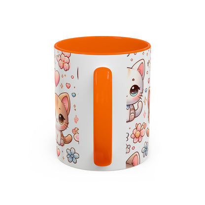 Cute Cat Floral Accent Coffee Mug - Perfect Gift for Cat Lovers