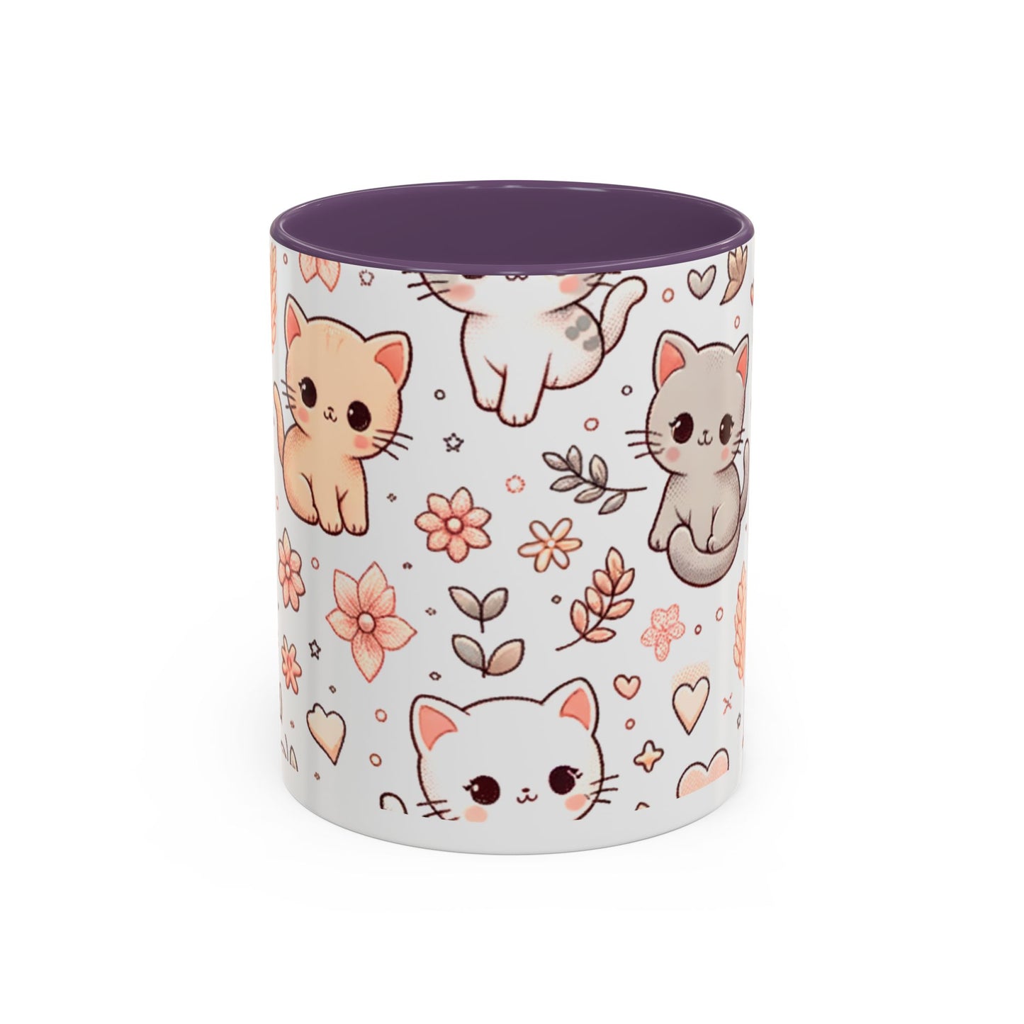 Cute Cat Floral Accent Coffee Mug - Perfect for Cat Lovers