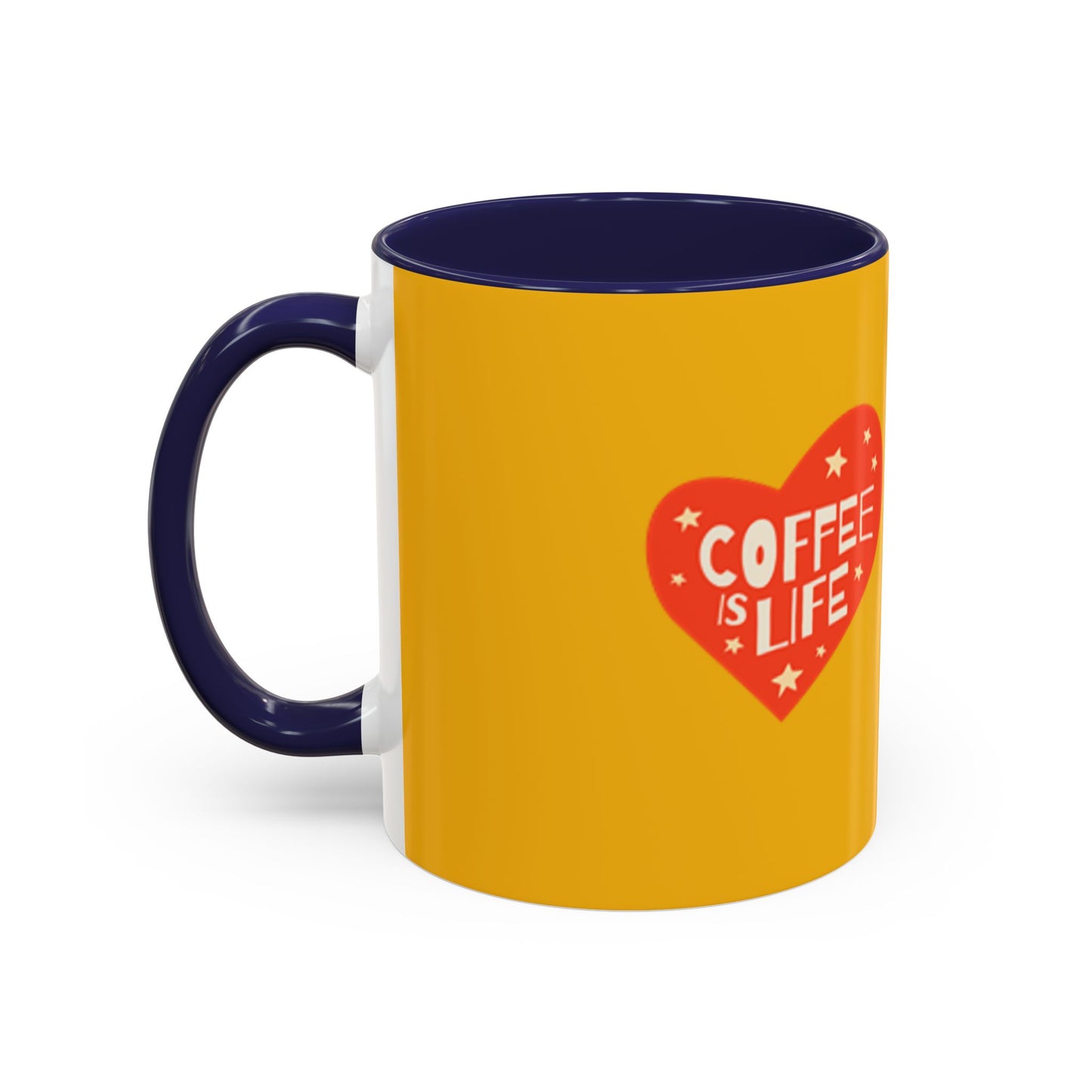 Coffee is Life Accent Mug - Fun Yellow Coffee Cup for Coffee Lovers