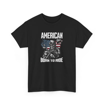 Rebellious Rider Unisex Heavy Cotton Tee - Skull and American Flag Design