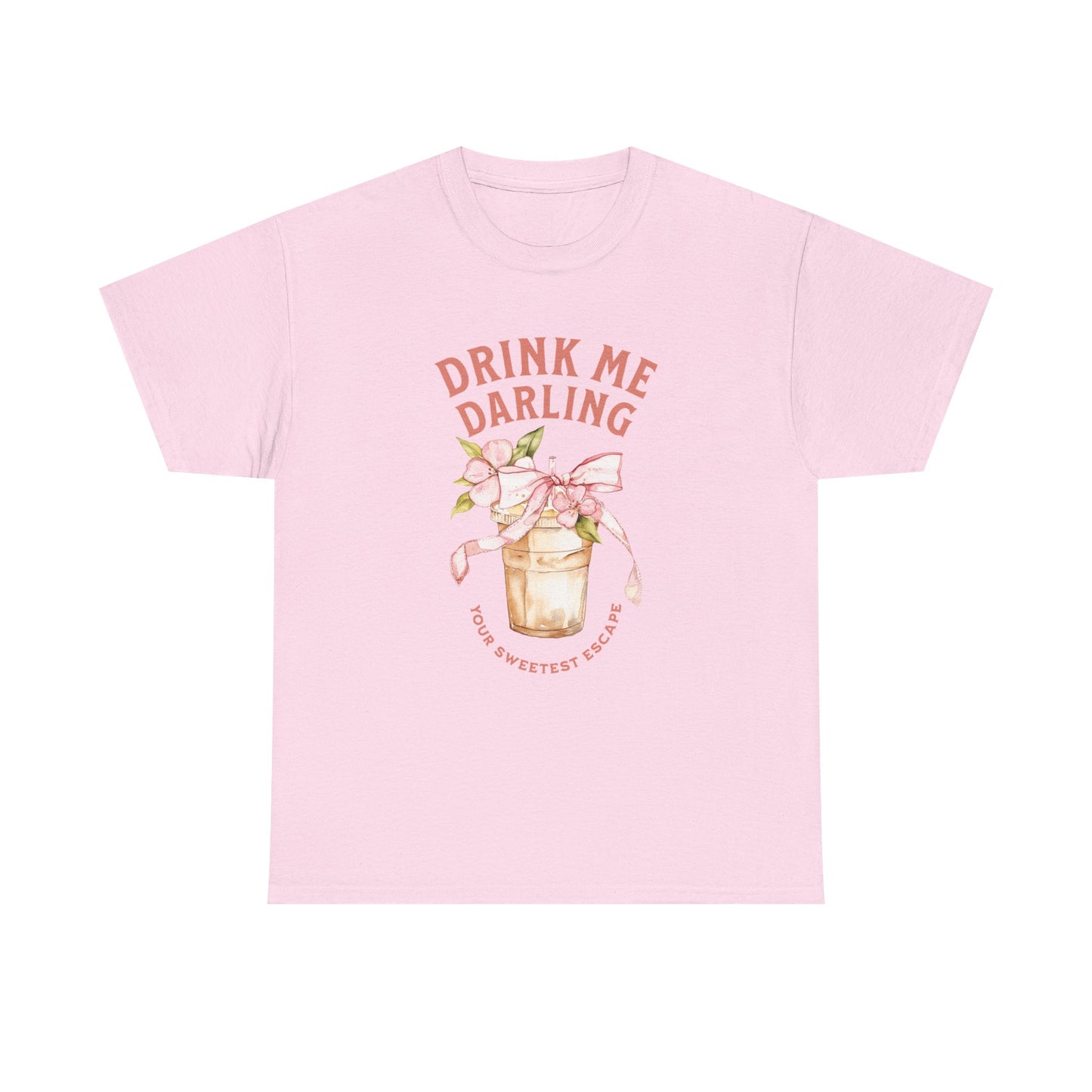 Drink Me Darling Floral Women Heavy Cotton Tee - Sweet Summer Vibe