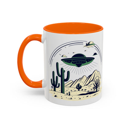 Retro UFO Accent Coffee Mug - Perfect for Sci-Fi Lovers and Gift Giving