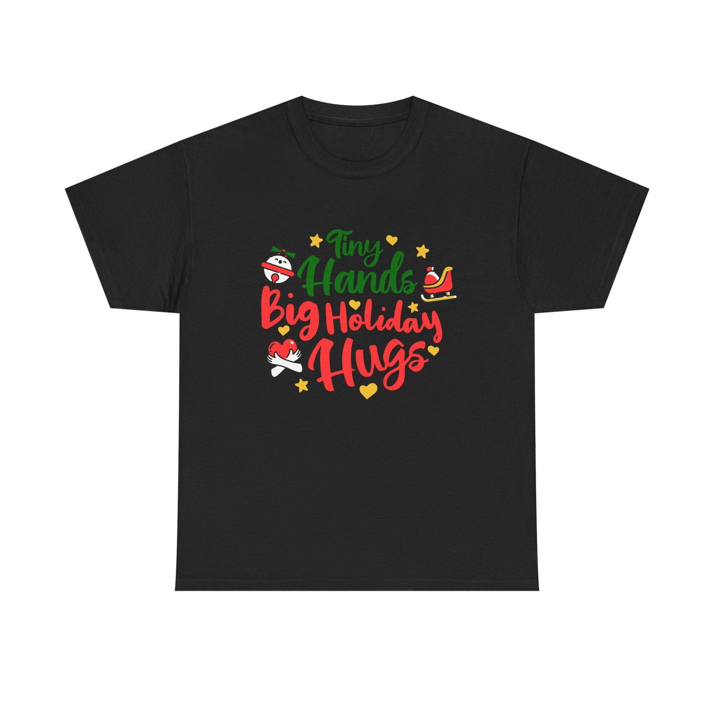 Holiday Cheer Men  Heavy Cotton T-Shirt - "Tiny Hands, Big Holiday Hugs"