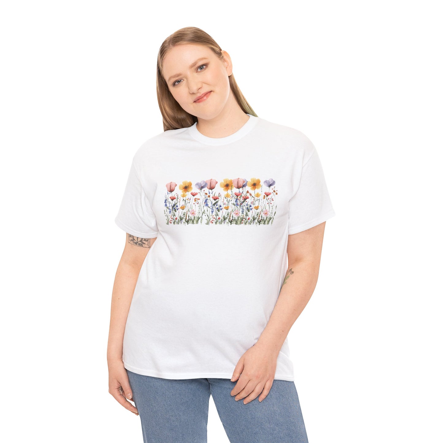 Floral Garden Women Heavy Cotton Tee - Comfortable, Stylish Nature-Inspired T-Shirt