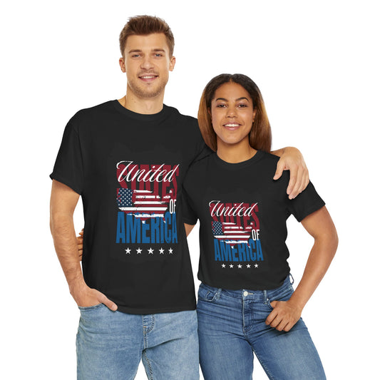 Patriotic Unisex Heavy Cotton Tee - United of America Design