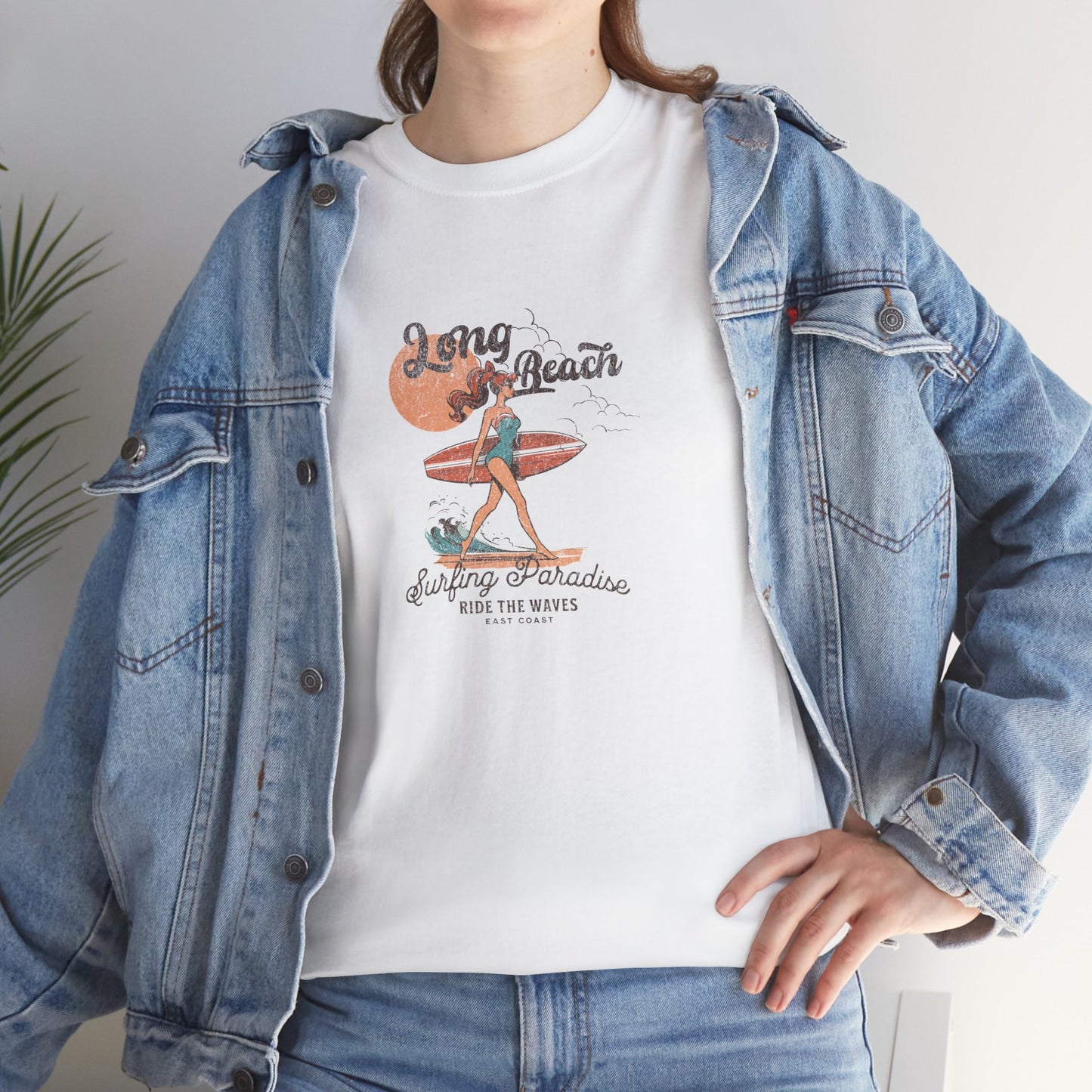 Surf Paradise Unisex Heavy Cotton Tee - Long Beach Vintage Design