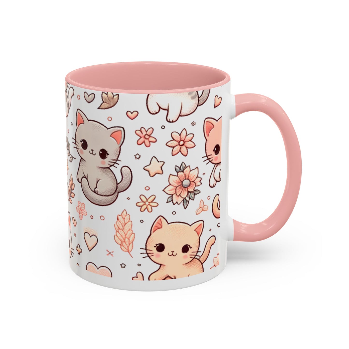 Cute Cat Floral Accent Coffee Mug - Perfect for Cat Lovers