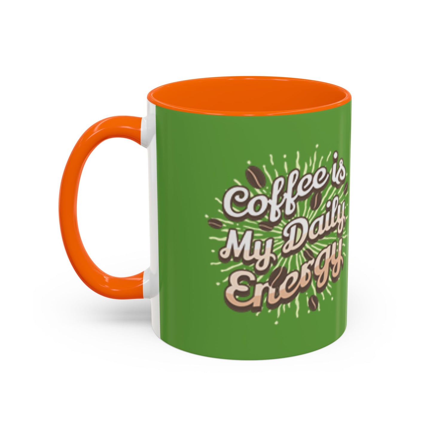 Coffee Is My Daily Energy Mug - Fun Green Accent Coffee Cup for Coffee Lovers