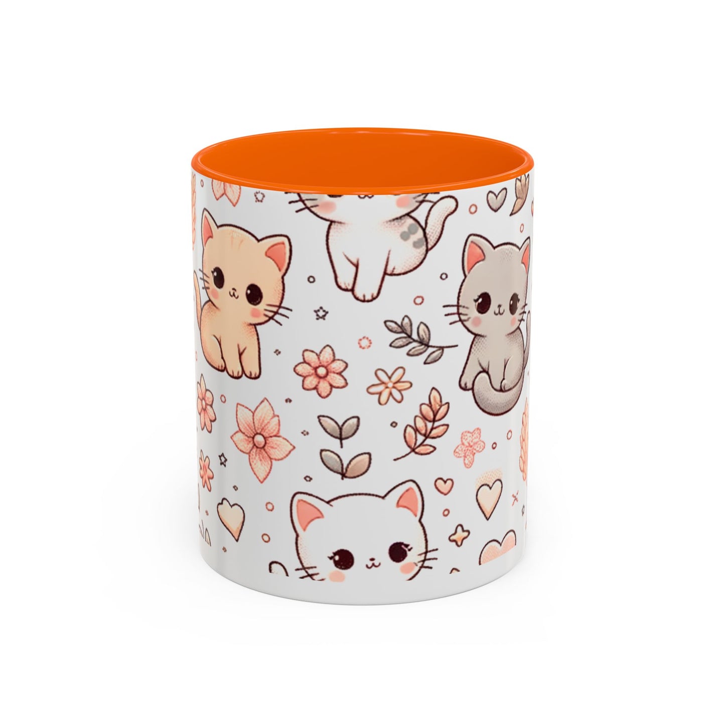 Cute Cat Floral Accent Coffee Mug - Perfect for Cat Lovers