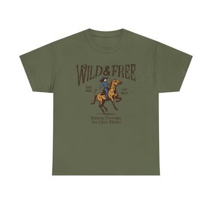 Wild & Free Women Heavy Cotton Tee - Adventure Spirit Graphic Tee