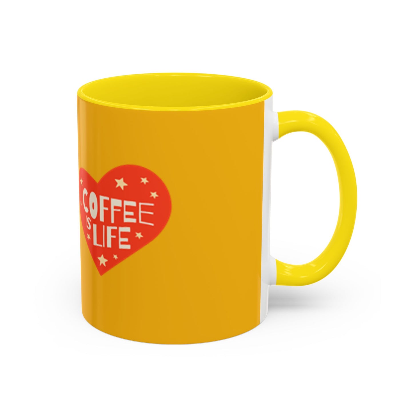 Coffee is Life Accent Mug - Fun Yellow Coffee Cup for Coffee Lovers