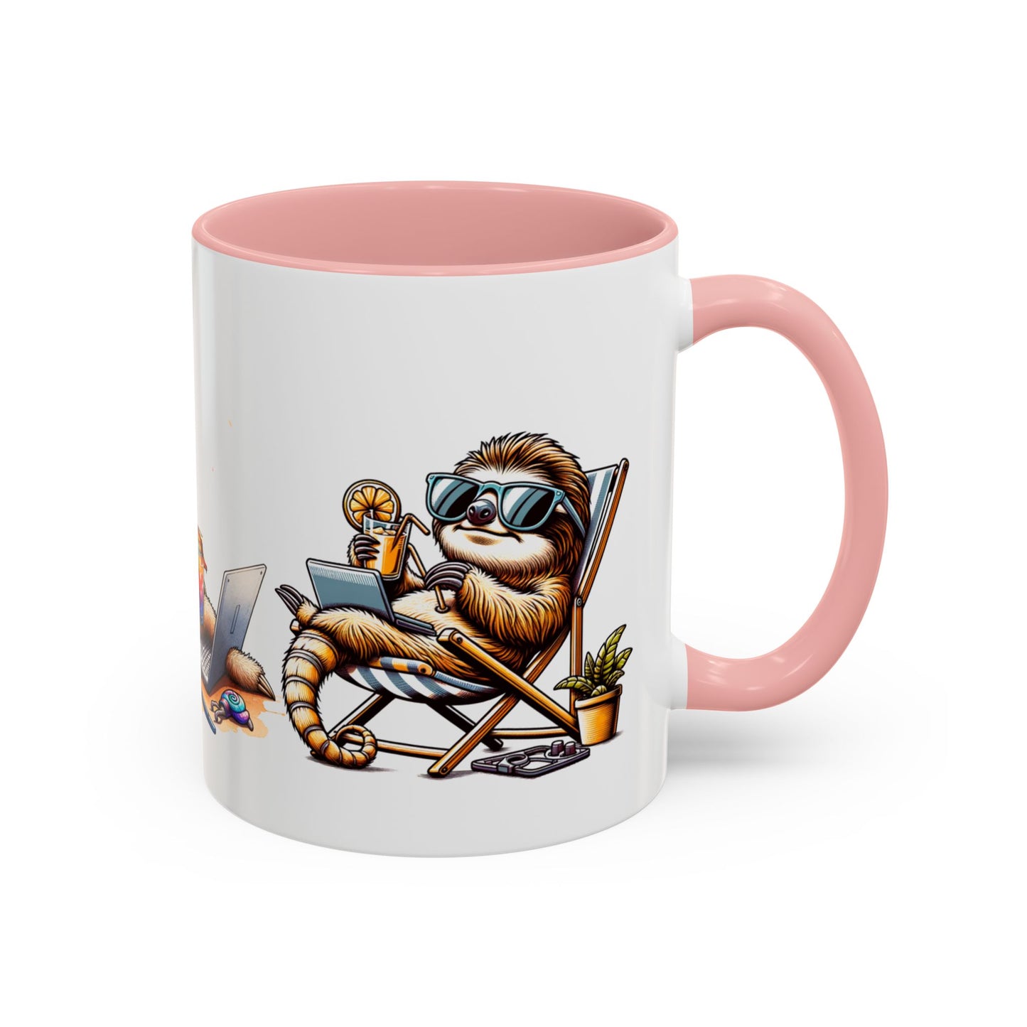 Chill Sloth Accent Coffee Mug - Fun 11oz & 15oz Drinking Mug for Relaxed Vibes