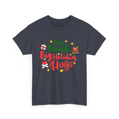 Holiday Cheer Men  Heavy Cotton T-Shirt - "Tiny Hands, Big Holiday Hugs"