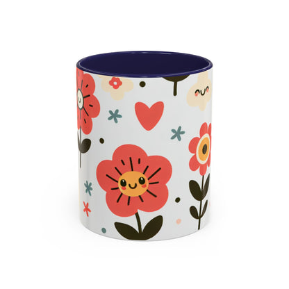 Cheerful Floral Accent Coffee Mug - Happy Vibes for Every Sip