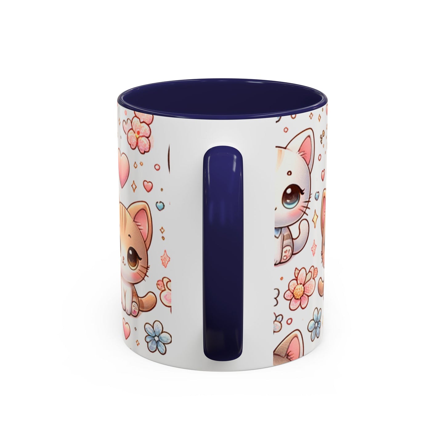 Cute Cat Floral Accent Coffee Mug - Perfect Gift for Cat Lovers