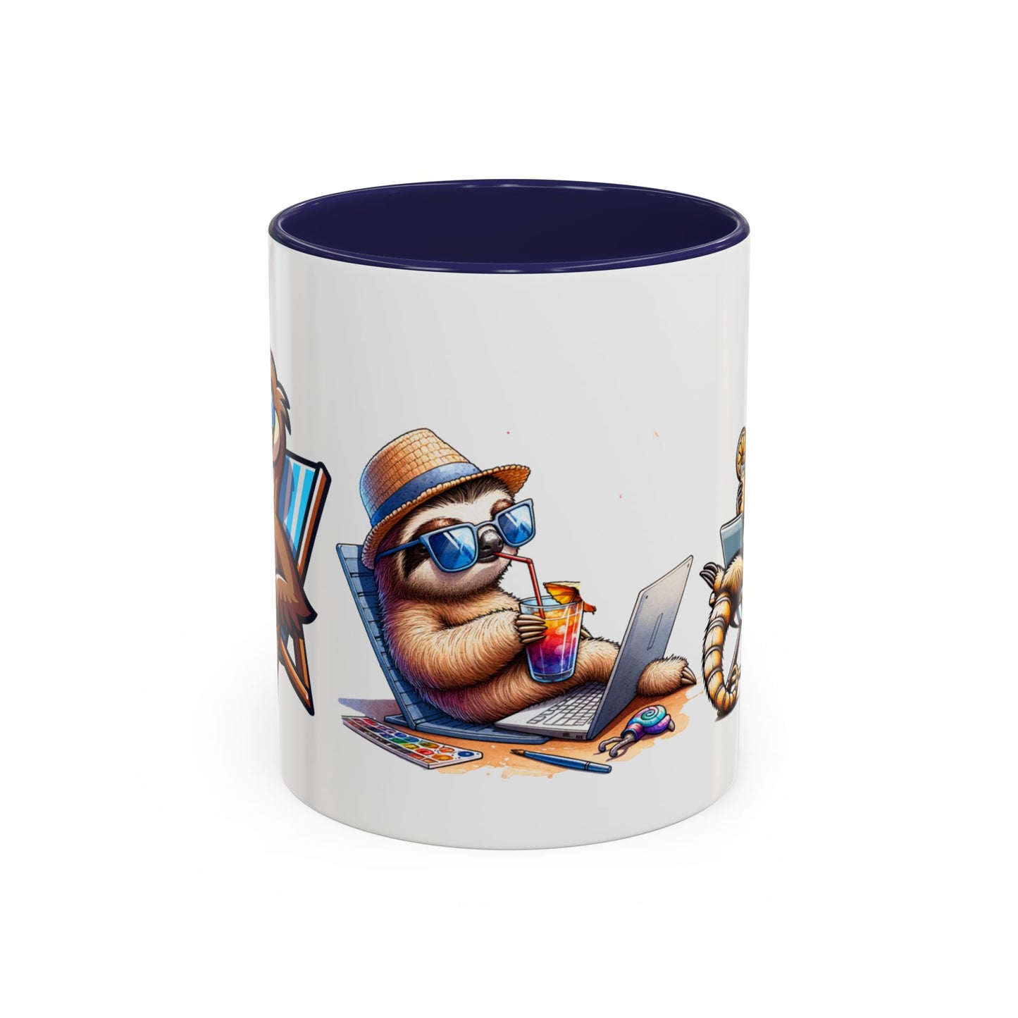 Chill Sloth Accent Coffee Mug - Fun 11oz & 15oz Drinking Mug for Relaxed Vibes