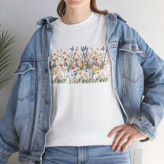 Botanical Bloom Unisex Women's  Cotton Tee - Nature-Inspired Floral Design