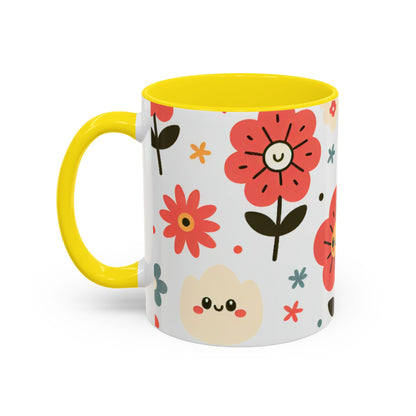 Cheerful Floral Accent Coffee Mug - Happy Vibes for Every Sip