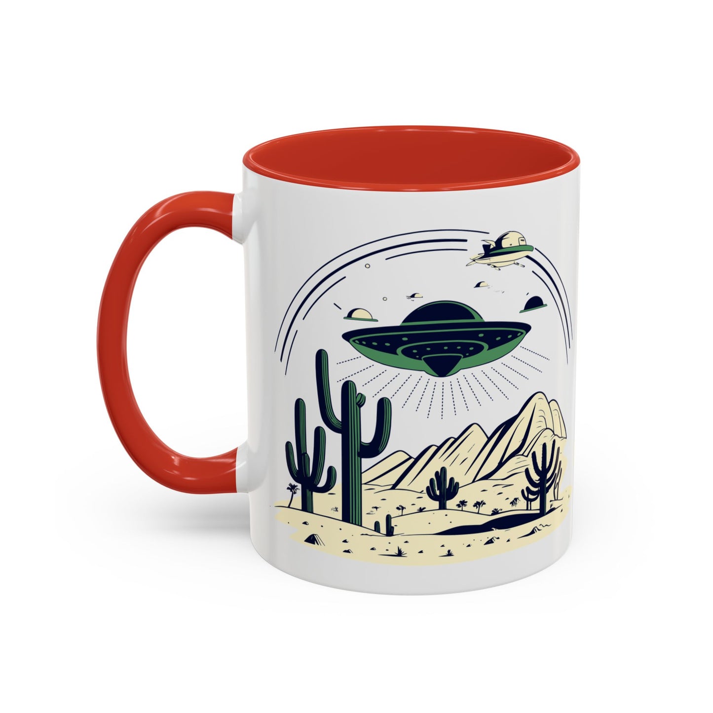 Retro UFO Accent Coffee Mug - Perfect for Sci-Fi Lovers and Gift Giving