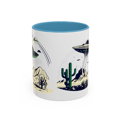 Retro UFO Accent Coffee Mug - Perfect for Sci-Fi Lovers and Gift Giving