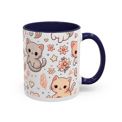 Cute Cat Floral Accent Coffee Mug - Perfect for Cat Lovers