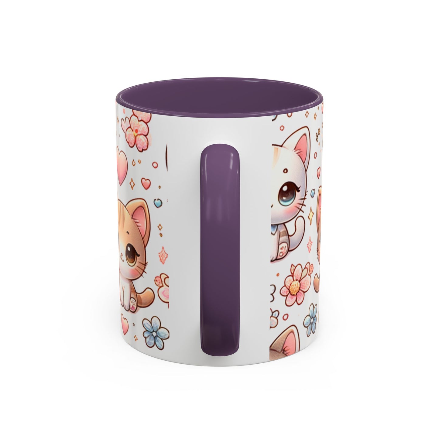 Cute Cat Floral Accent Coffee Mug - Perfect Gift for Cat Lovers