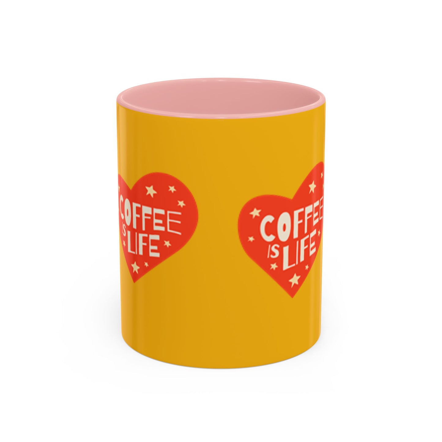 Coffee is Life Accent Mug - Fun Yellow Coffee Cup for Coffee Lovers