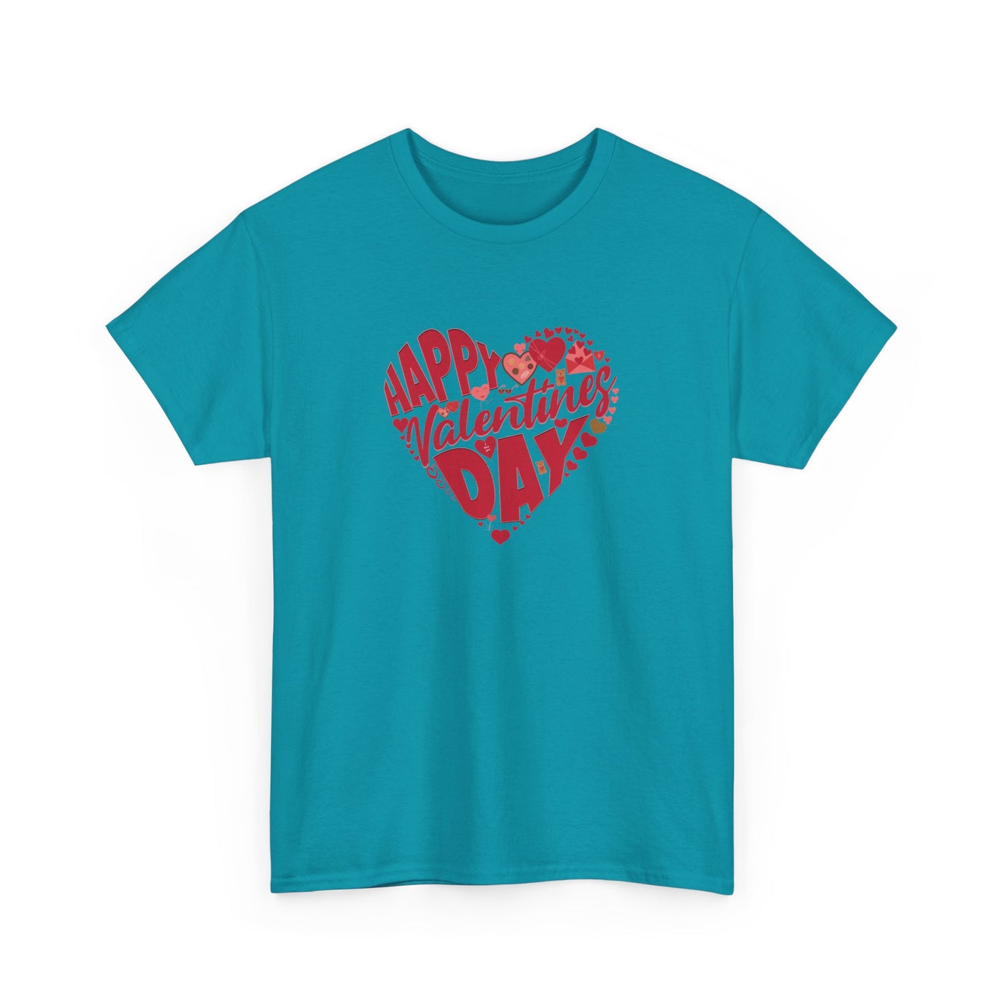 Valentine's Day Unisex Heavy Cotton Tee - Happy Heart Design