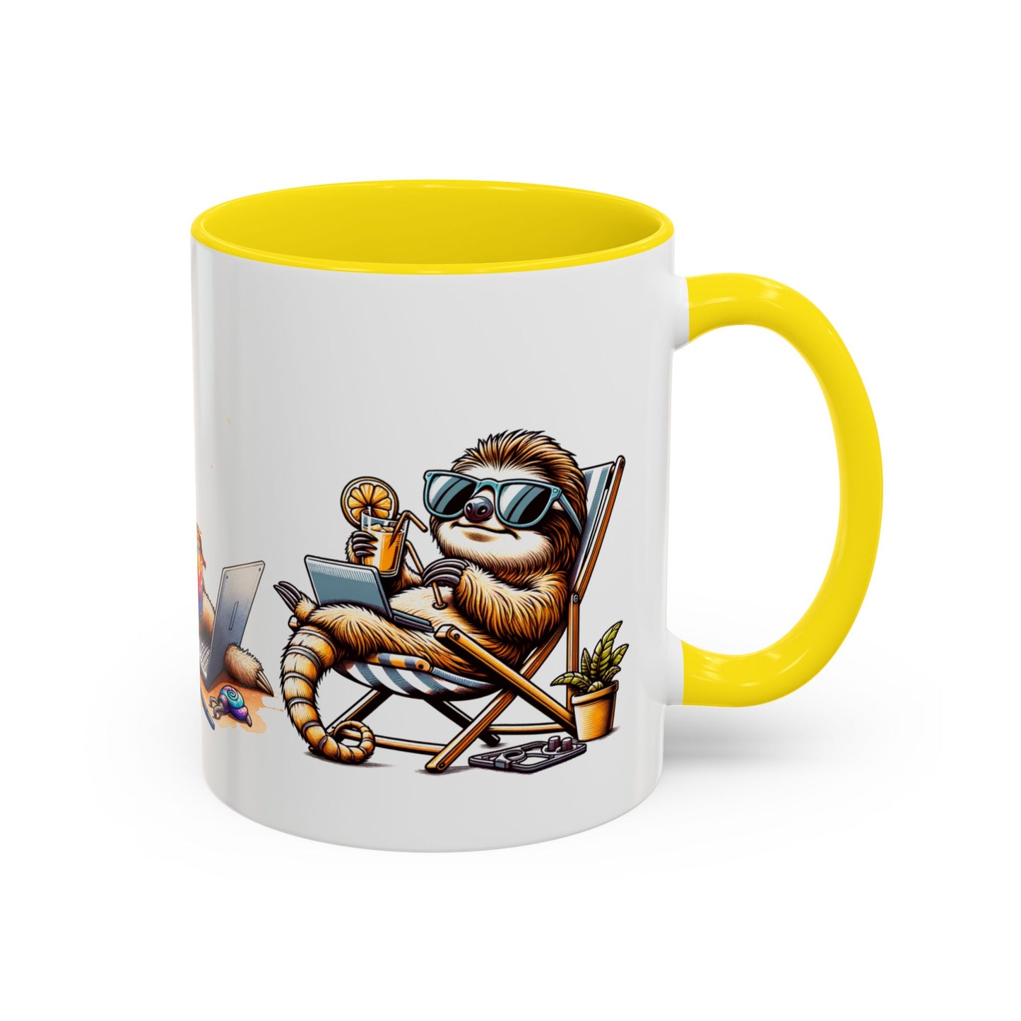 Chill Sloth Accent Coffee Mug - Fun 11oz & 15oz Drinking Mug for Relaxed Vibes