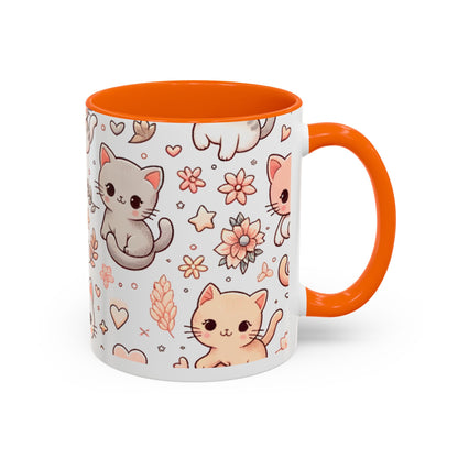 Cute Cat Floral Accent Coffee Mug - Perfect for Cat Lovers