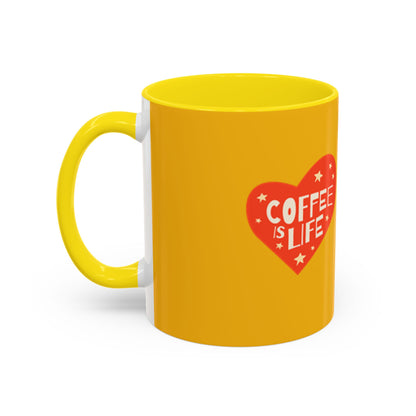 Coffee is Life Accent Mug - Fun Yellow Coffee Cup for Coffee Lovers