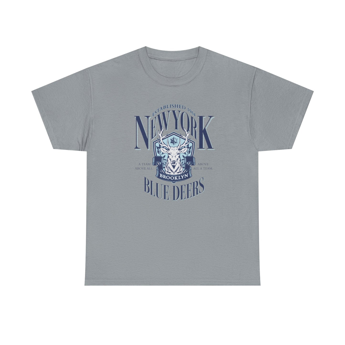 New York Blue Deers Men Heavy Cotton Tee - Vibrant Graphic T-Shirt for Urban Style