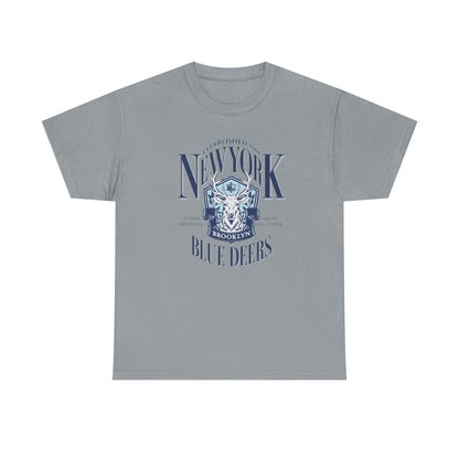 New York Blue Deers Men Heavy Cotton Tee - Vibrant Graphic T-Shirt for Urban Style