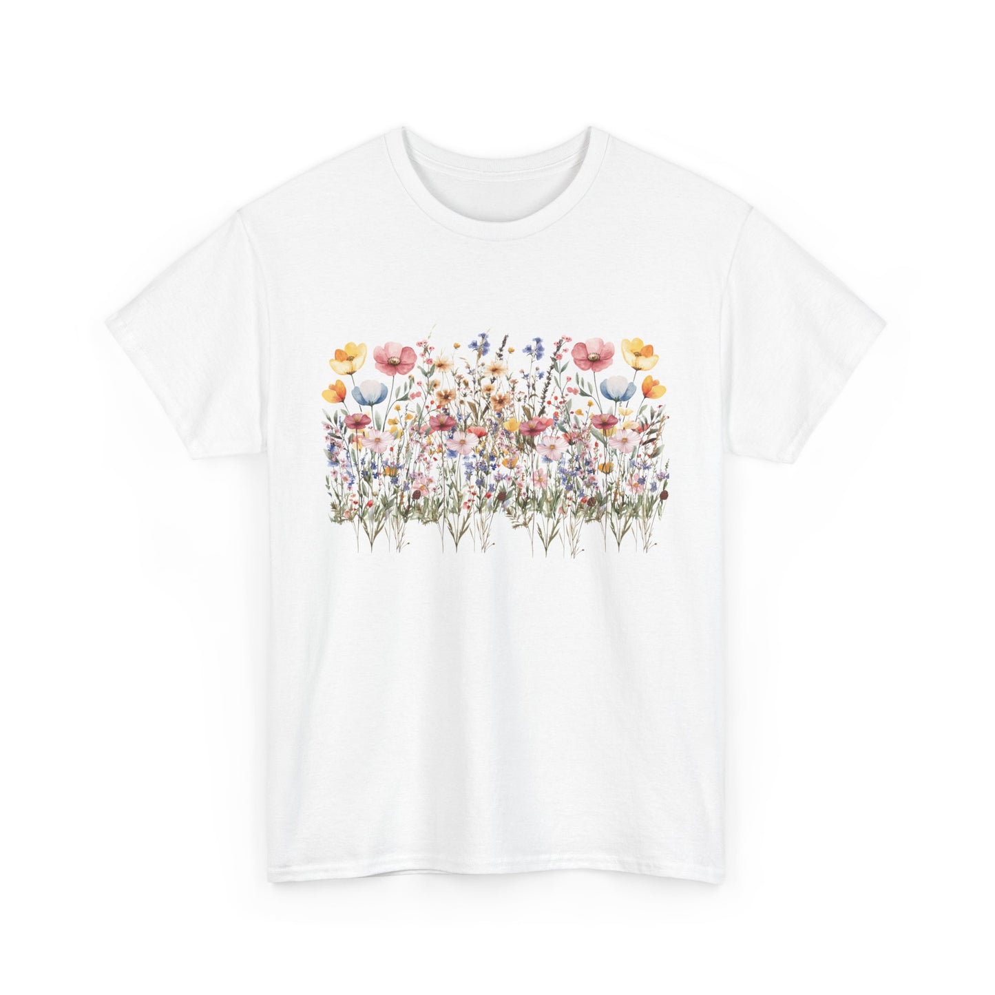 Spring Floral Women's Heavy Cotton Tee - Perfect for Casual Outings & Gifts