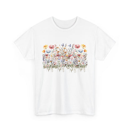 Spring Floral Women's Heavy Cotton Tee - Perfect for Casual Outings & Gifts